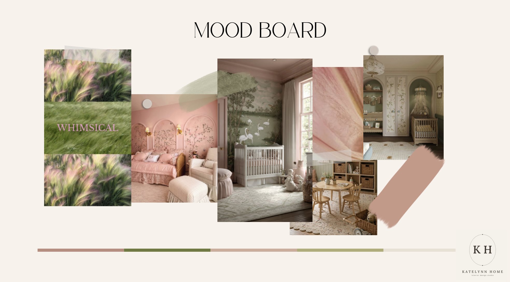 Nursery mood board — whimsical palette and reference imagery