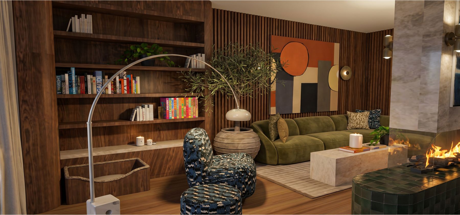 Hampstead bespoke bookshelf render