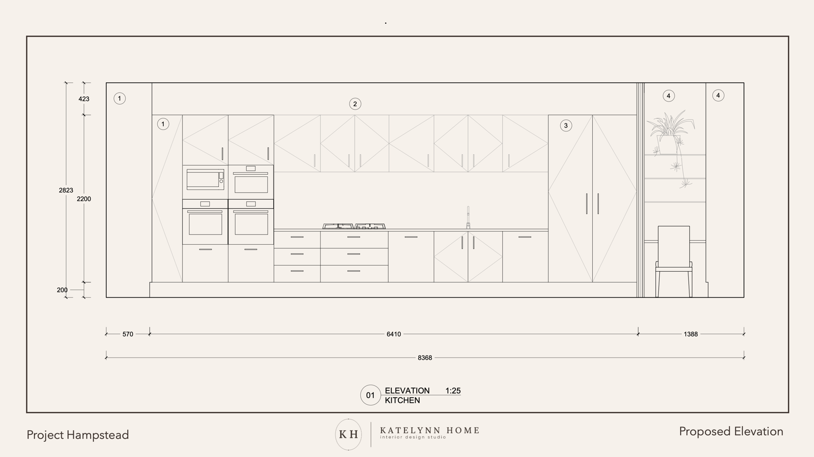 Hampstead kitchen elevation